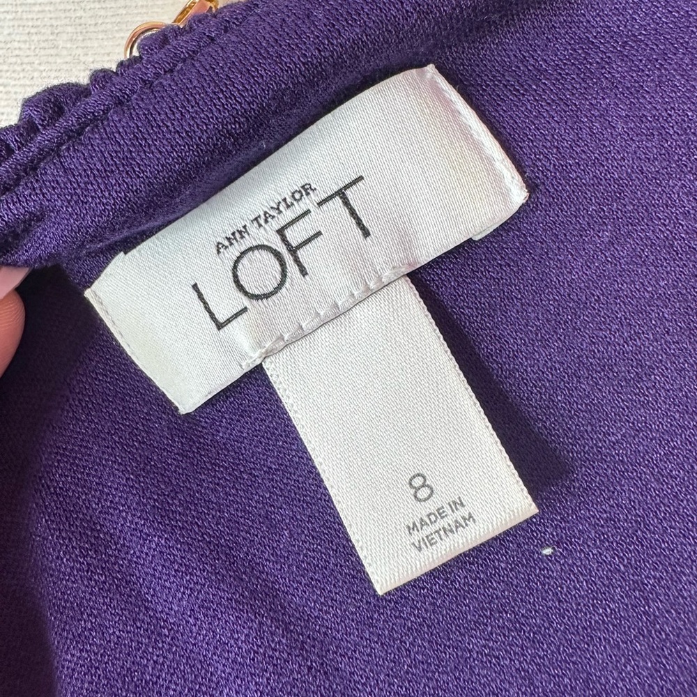 LOFT Deep‎ Purple Midi Dress size 8 - Picture 2 of 9